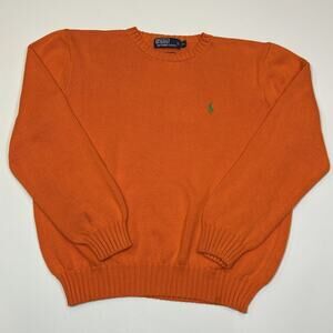 Polo Ralph Lauren Sweater Mens XL Orange Cotton Knit Pullover Pony Logo